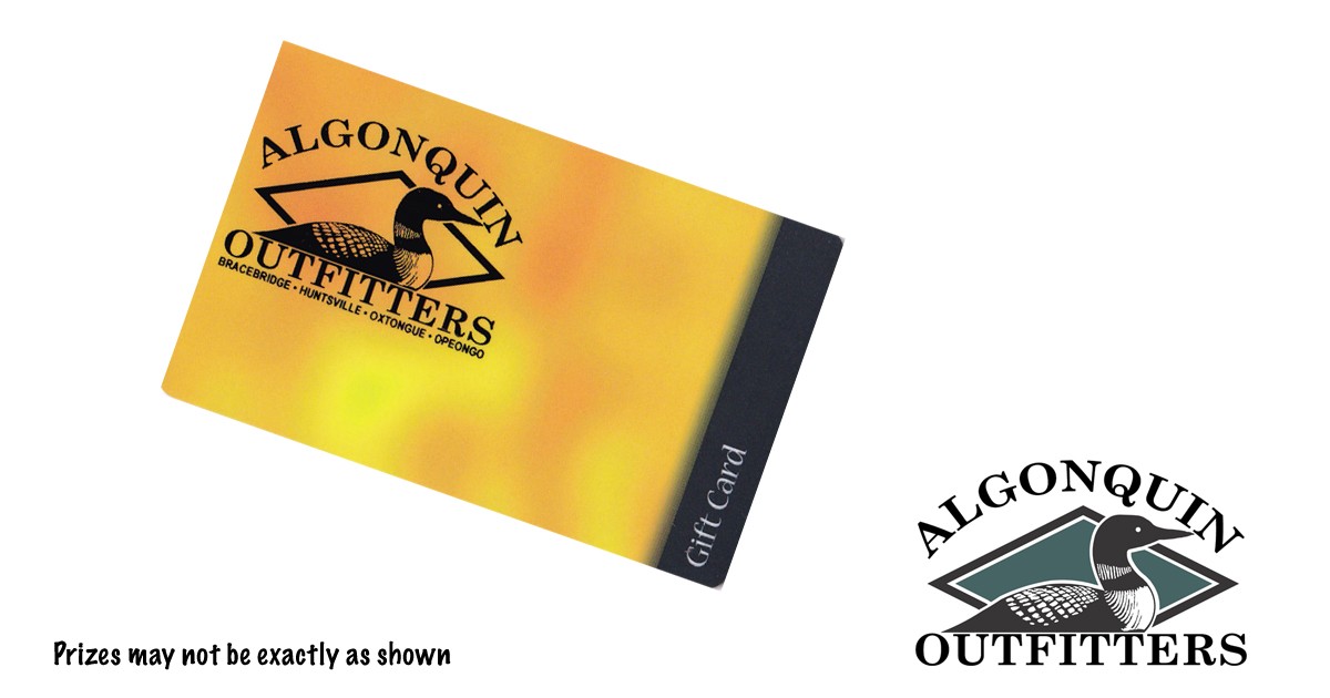 image of an algonquin outfitters gift card along with AO loon logo